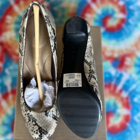 Clarks Women's Snakeskin Pattern Heels Adriel Viola - Picture 5 of 6